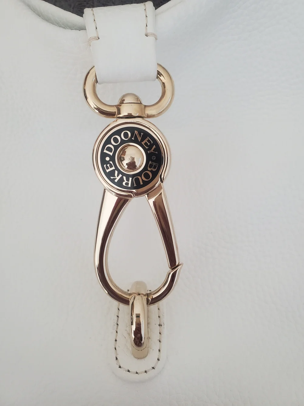 Dooney & Bourke White Luca Leather Women's Shoulder Bag with Gold Accent
